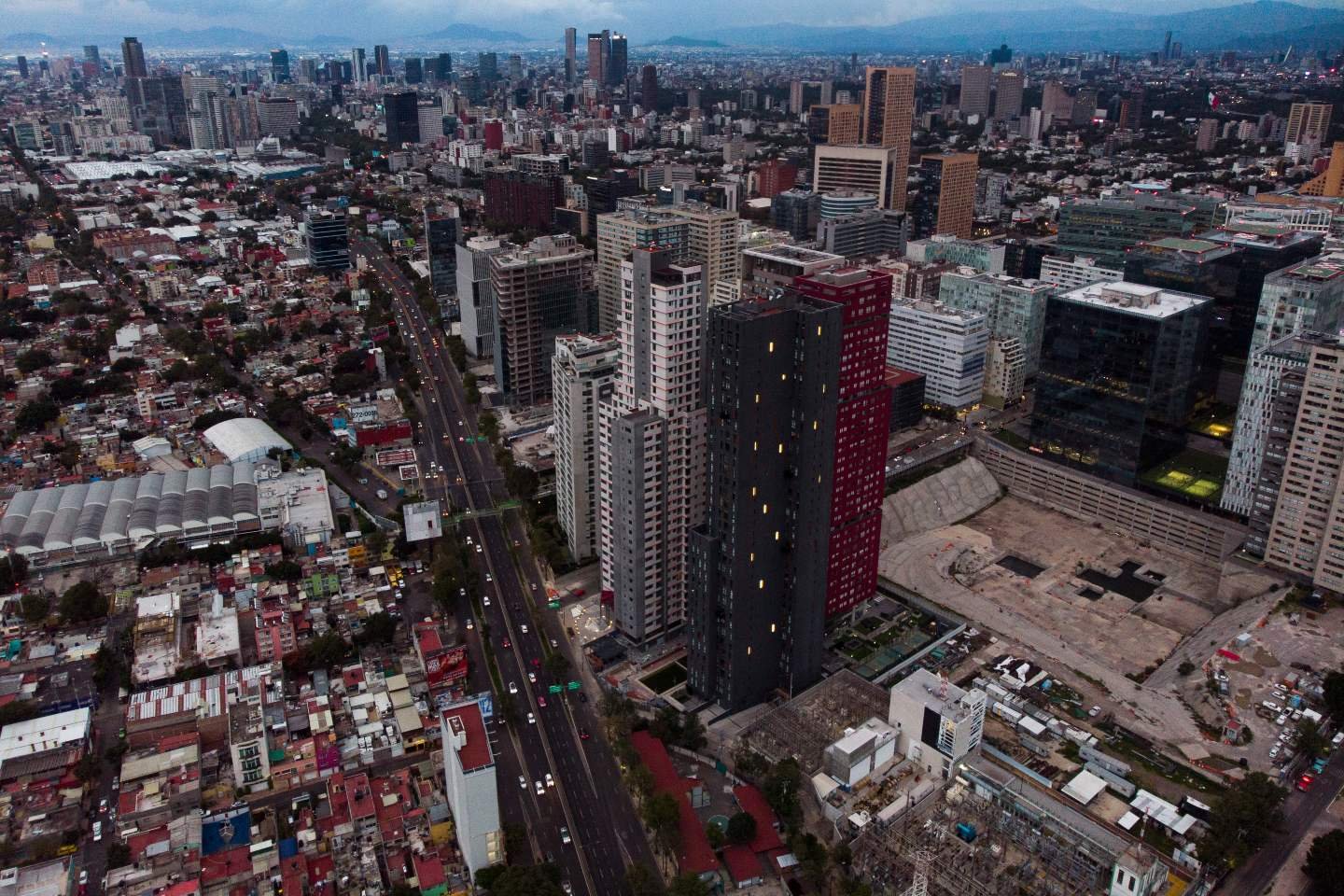 Vista aérea de la zona de Nuevo Polanco, incluyendo los departamentos de Polárea